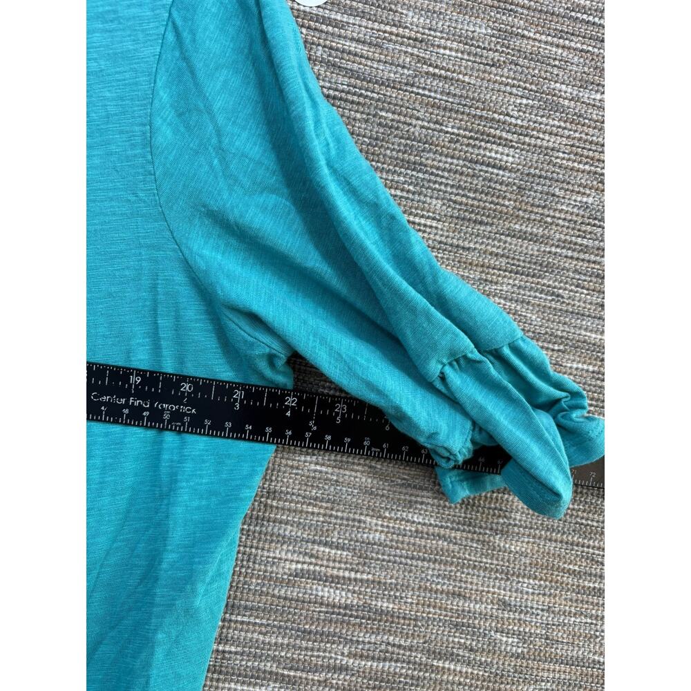 J. Jill Blouse Half Bell Sleeve Lace Inset Back Pullover Top Size 1X Blue - Picture 7 of 7